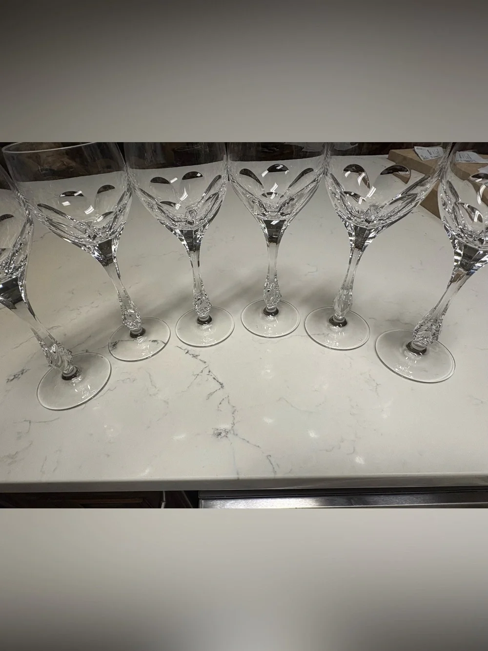 Crystal Cut Wine Glasses - Clear Stemware Set